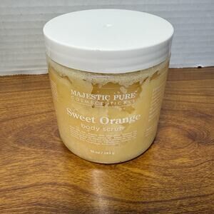 Majestic Pure Sweet Orange Body Scrub - Exfoliates, Moisturizes, Nourishes Skin